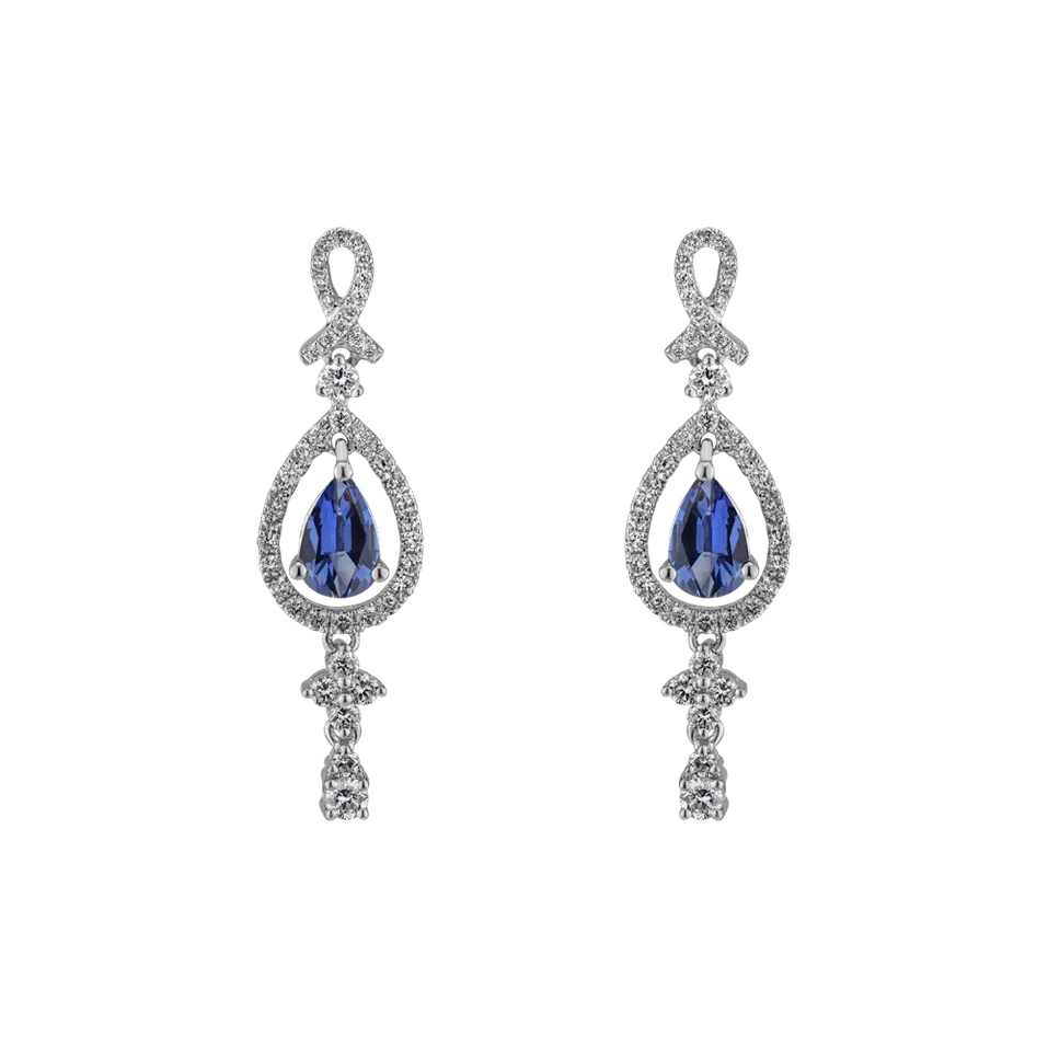 Diamond earrings with Sapphire Sapphire happiness