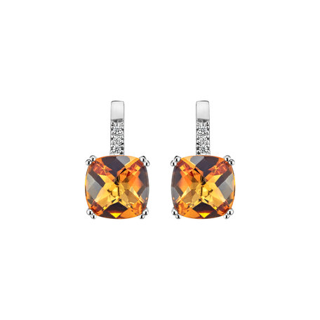 Diamond earrings with Citrine Space Romance