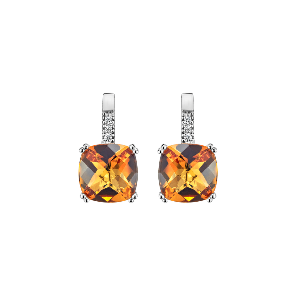 Diamond earrings with Citrine Space Romance