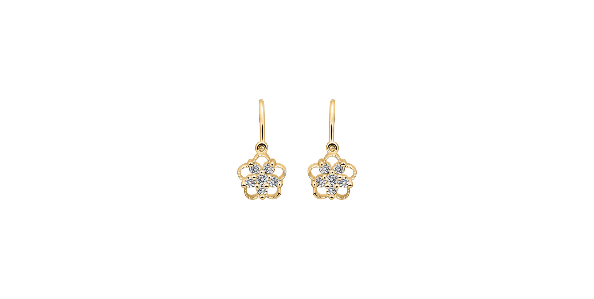 Children's diamond earrings Flower Silhouette