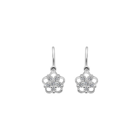 Children's diamond earrings Flower Silhouette
