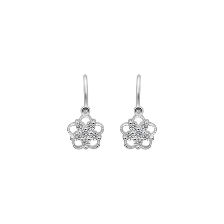 Children's diamond earrings Flower Silhouette