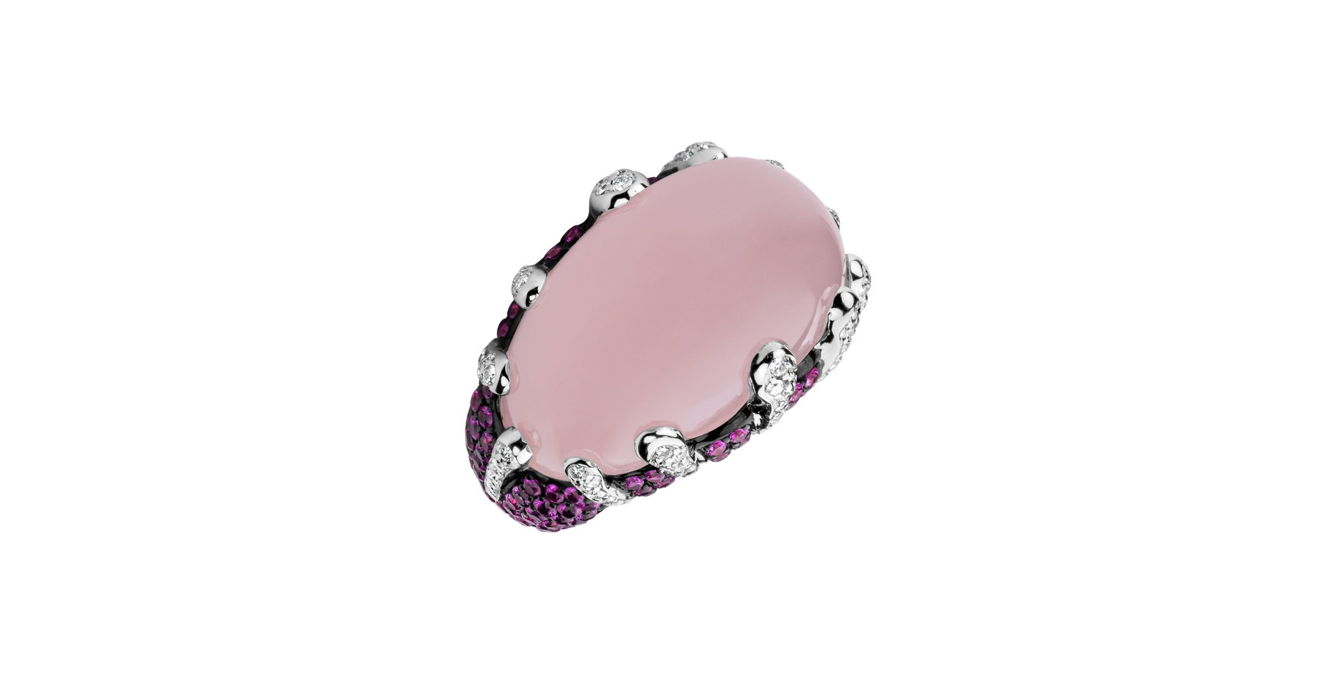 Diamond ring with Rose Quartz and Sapphire Divina