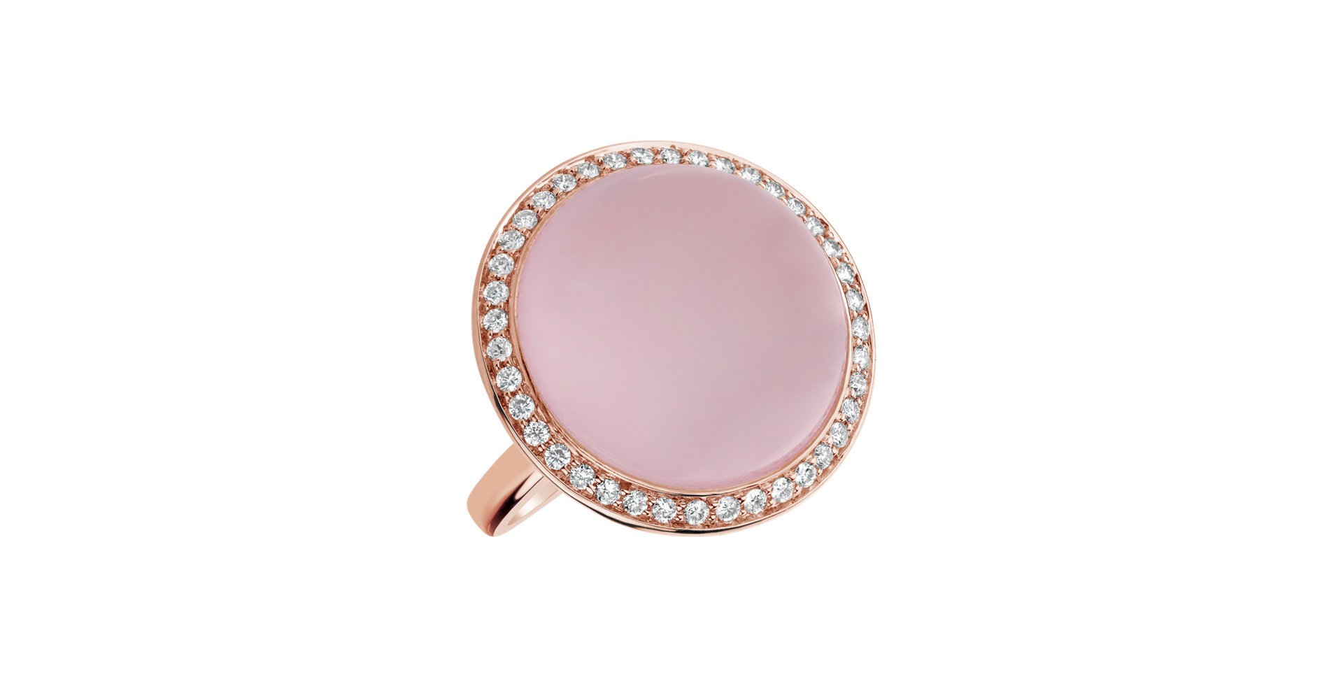 Diamond ring with Rose Quartz Freccia