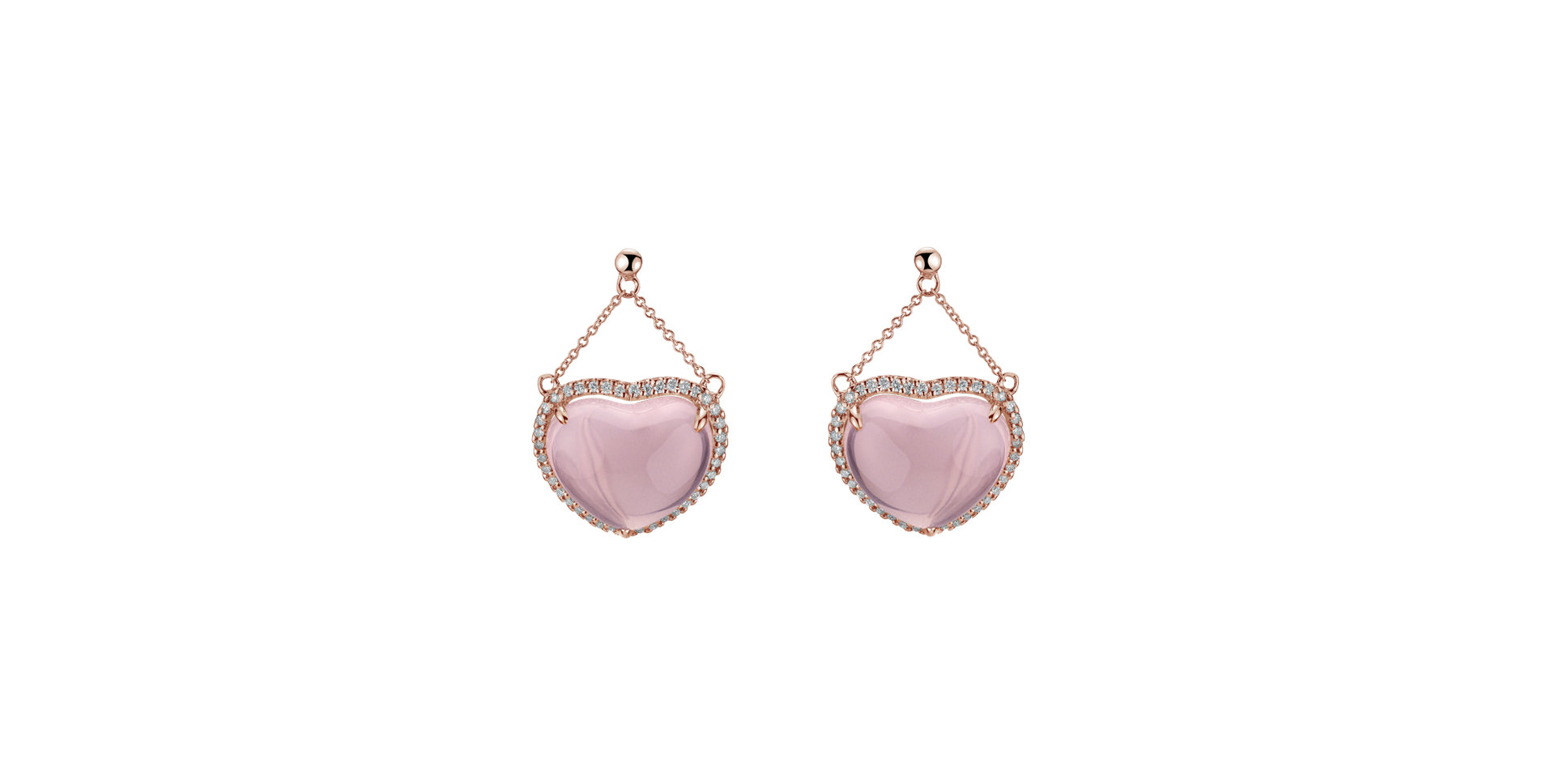 Diamond earrings with Rose Quartz Mon Amour Adieu