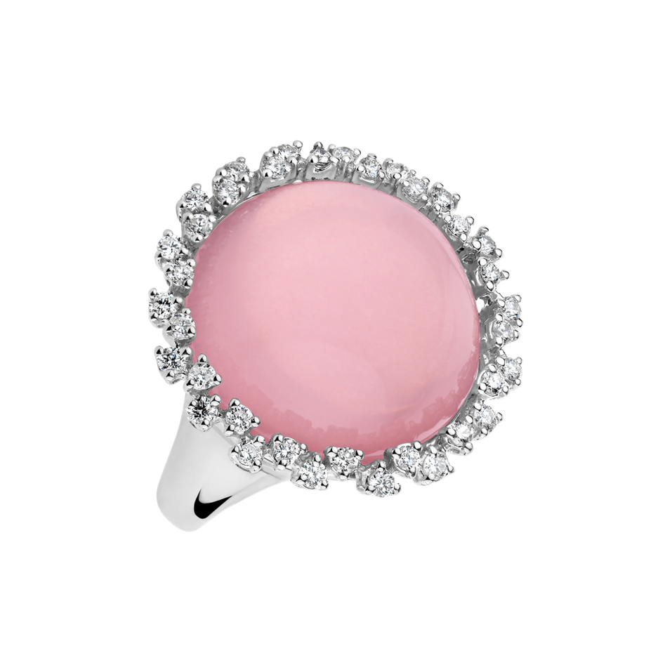 Diamond ring with Rose Quartz Kirie