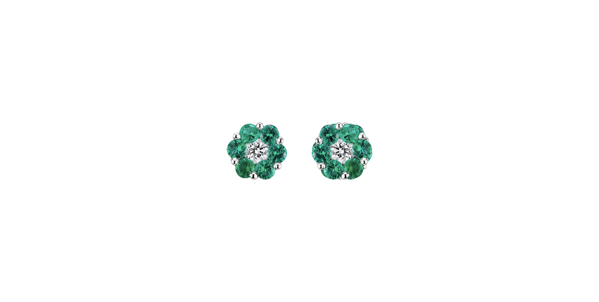 Diamond earrings with Emeralds Shiny Flower
