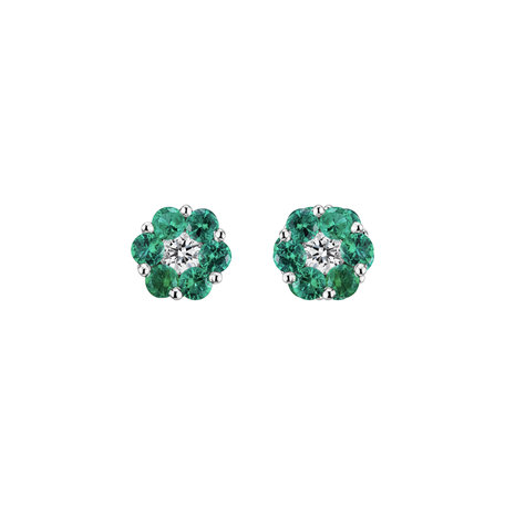 Diamond earrings with Emeralds Shiny Flower