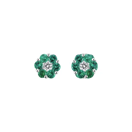 Diamond earrings with Emeralds Shiny Flower