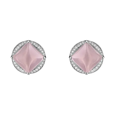 Diamond earrings with Rose Quartz Blooming Secrets
