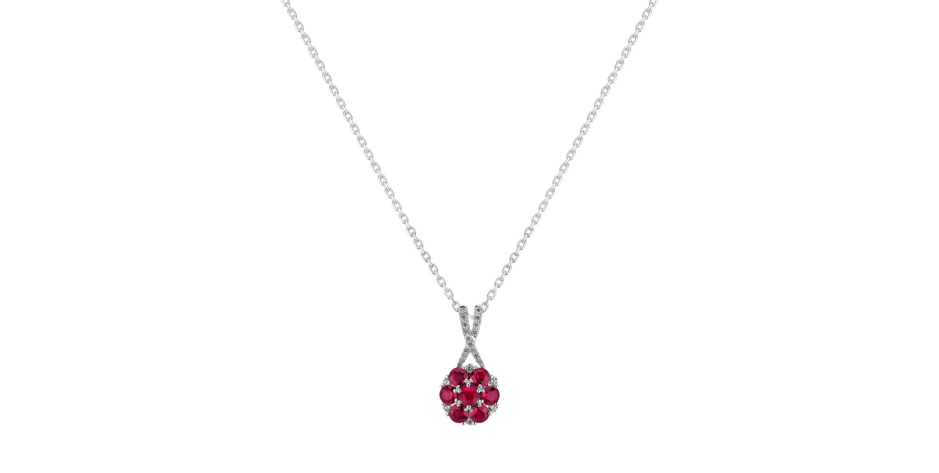 Diamond pendant with Ruby Blooming of the Dot