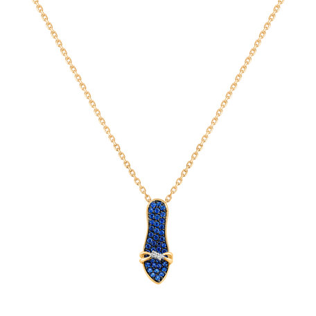 Diamond pendant with Sapphire Emerald Pump