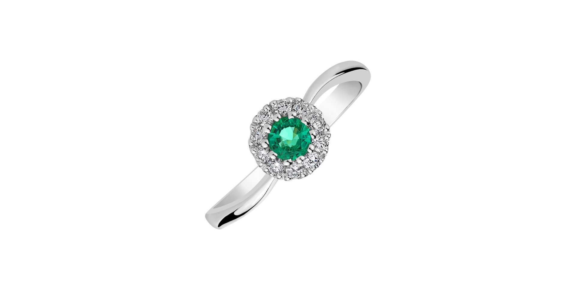 Diamond ring with Emerald Ravenna