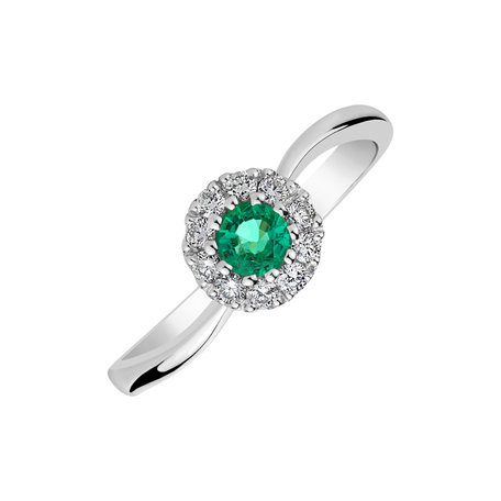 Diamond ring with Emerald Ravenna