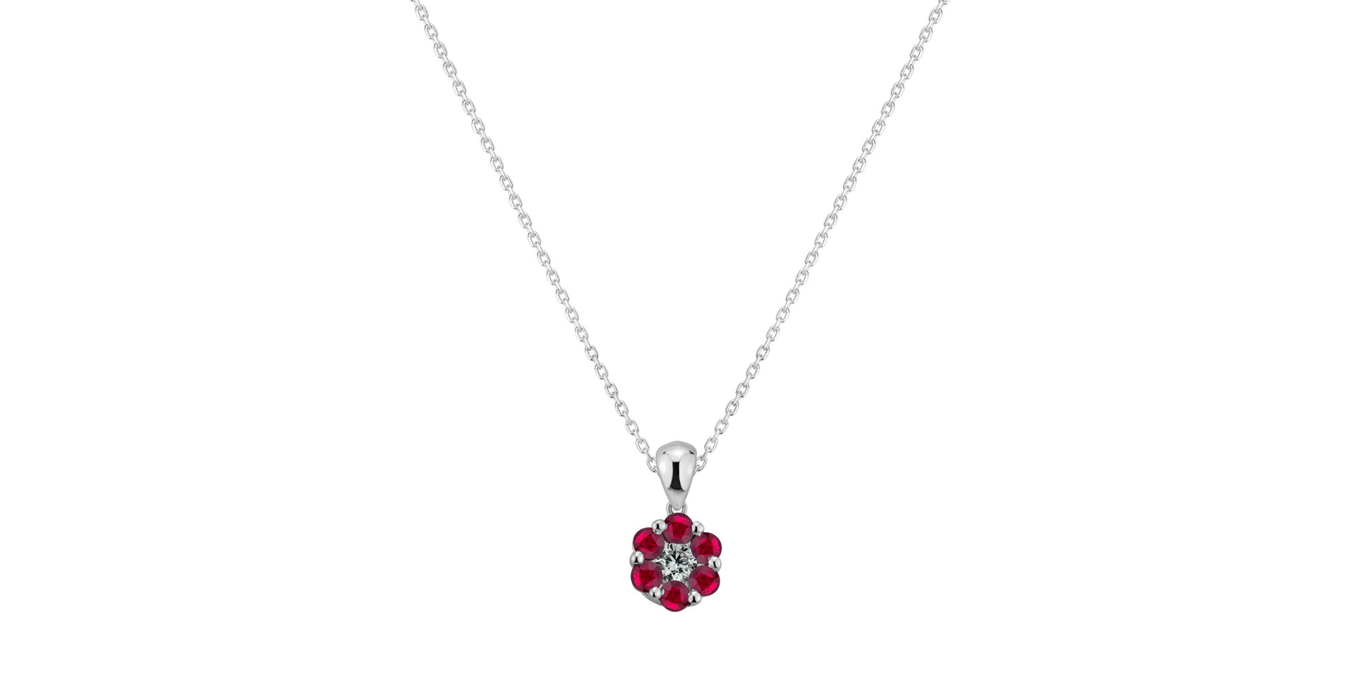 Diamond pendant with Ruby Fancy Daisy