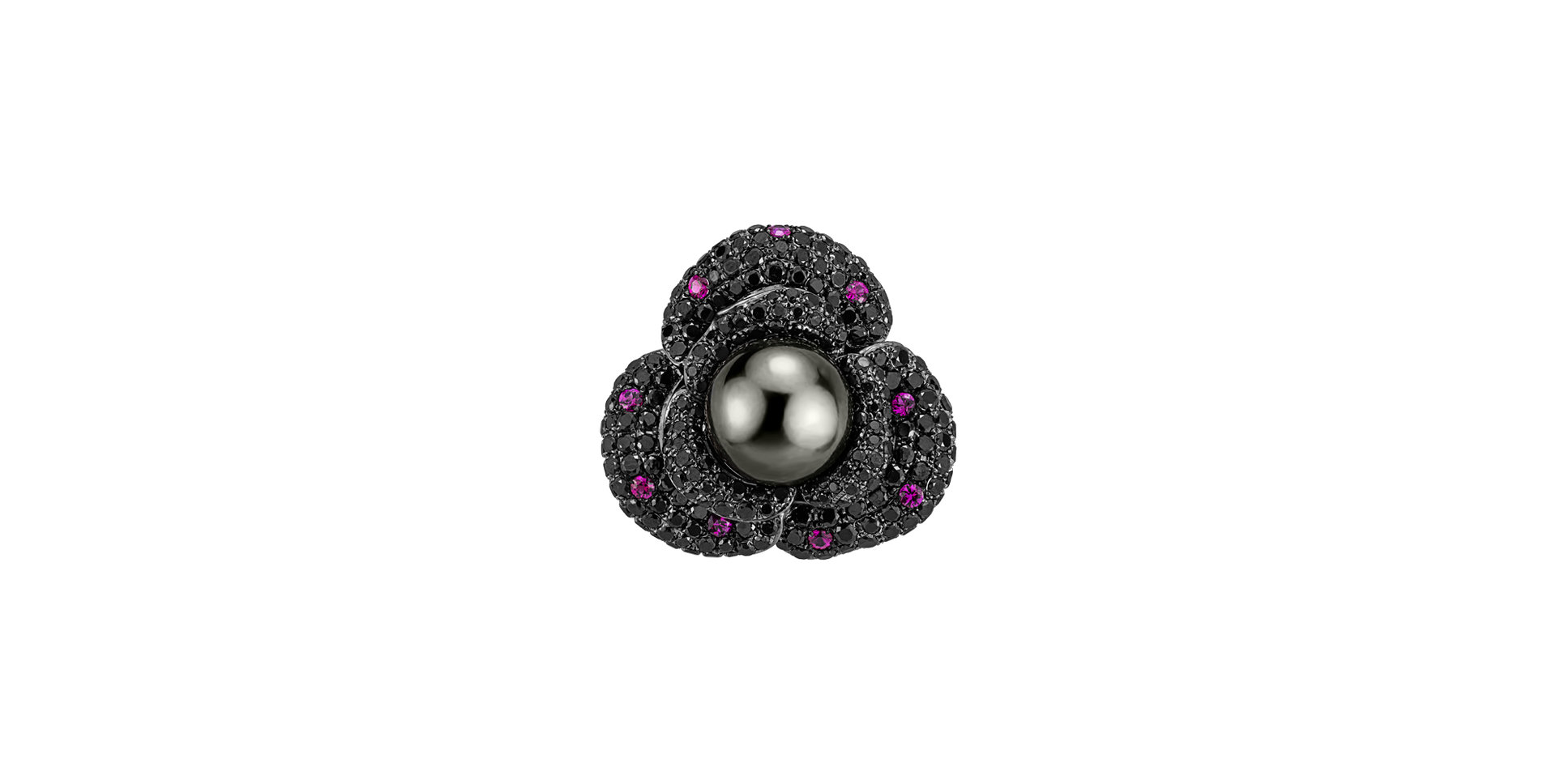 Brooch with Pearl, black diamonds and Ruby Brož a přívěs s perlou, černými diamanty a rubíny Dolores