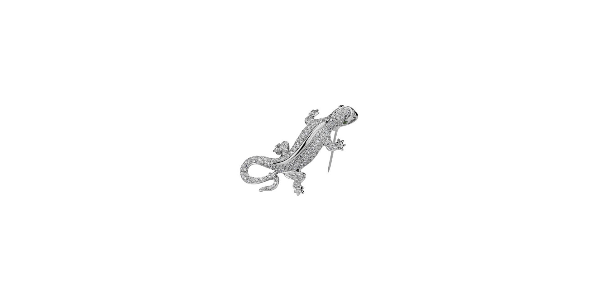 Diamond brooch and Garnet Diamond Gecko