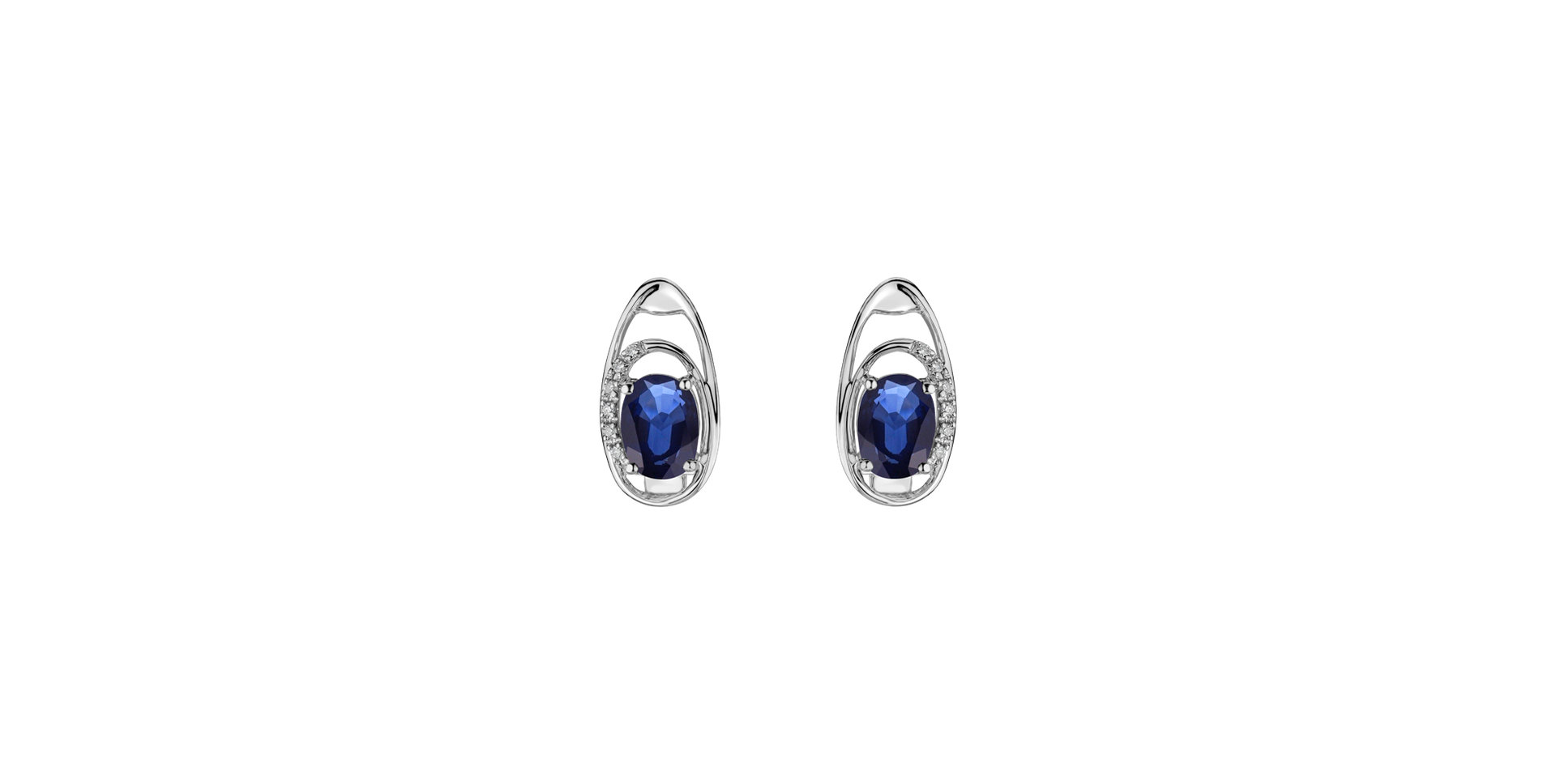Diamond earrings with Sapphire Deep Blue