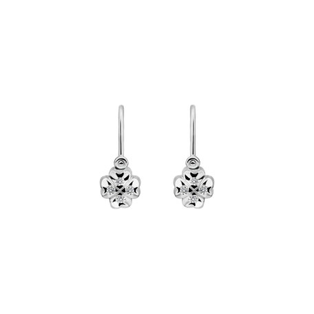 Children's diamond earrings Tiny Cloverleaf