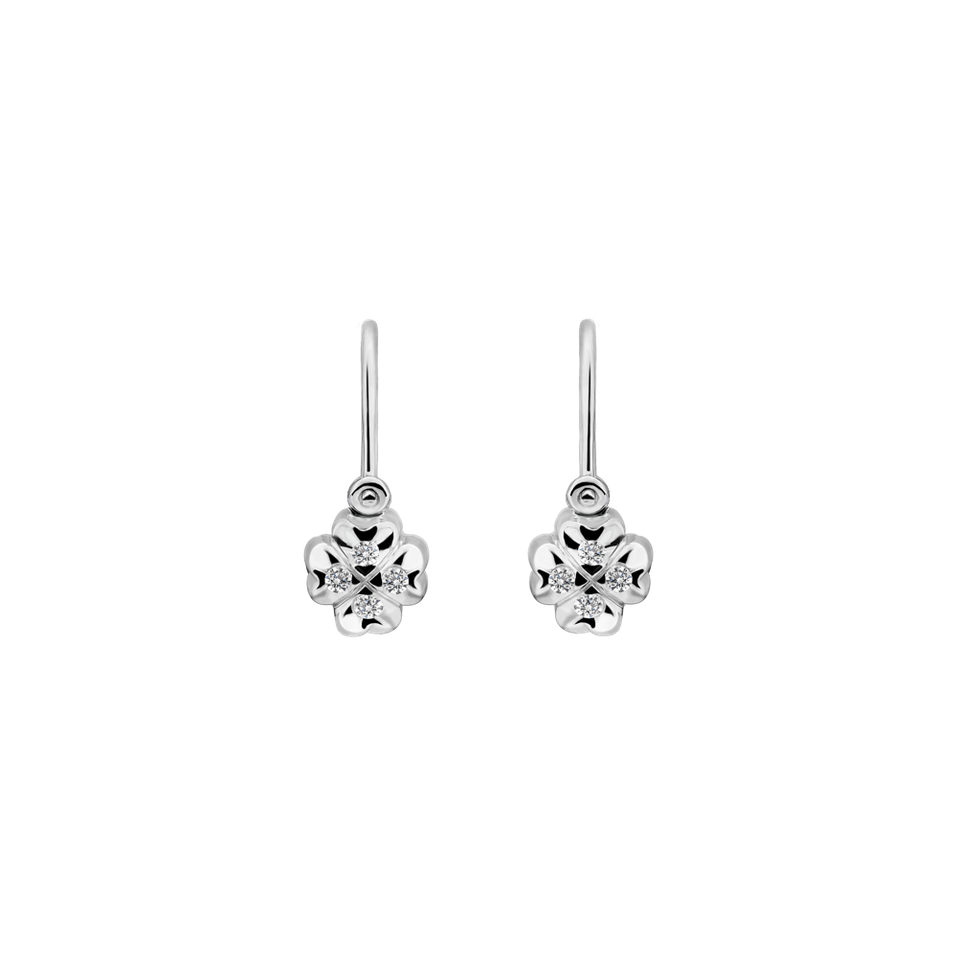 Children's diamond earrings Tiny Cloverleaf