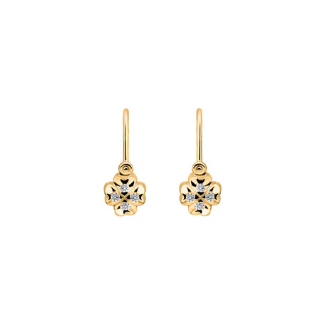 Children's diamond earrings Tiny Cloverleaf