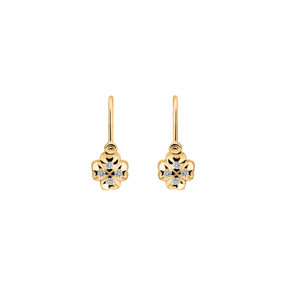 Children's diamond earrings Tiny Cloverleaf