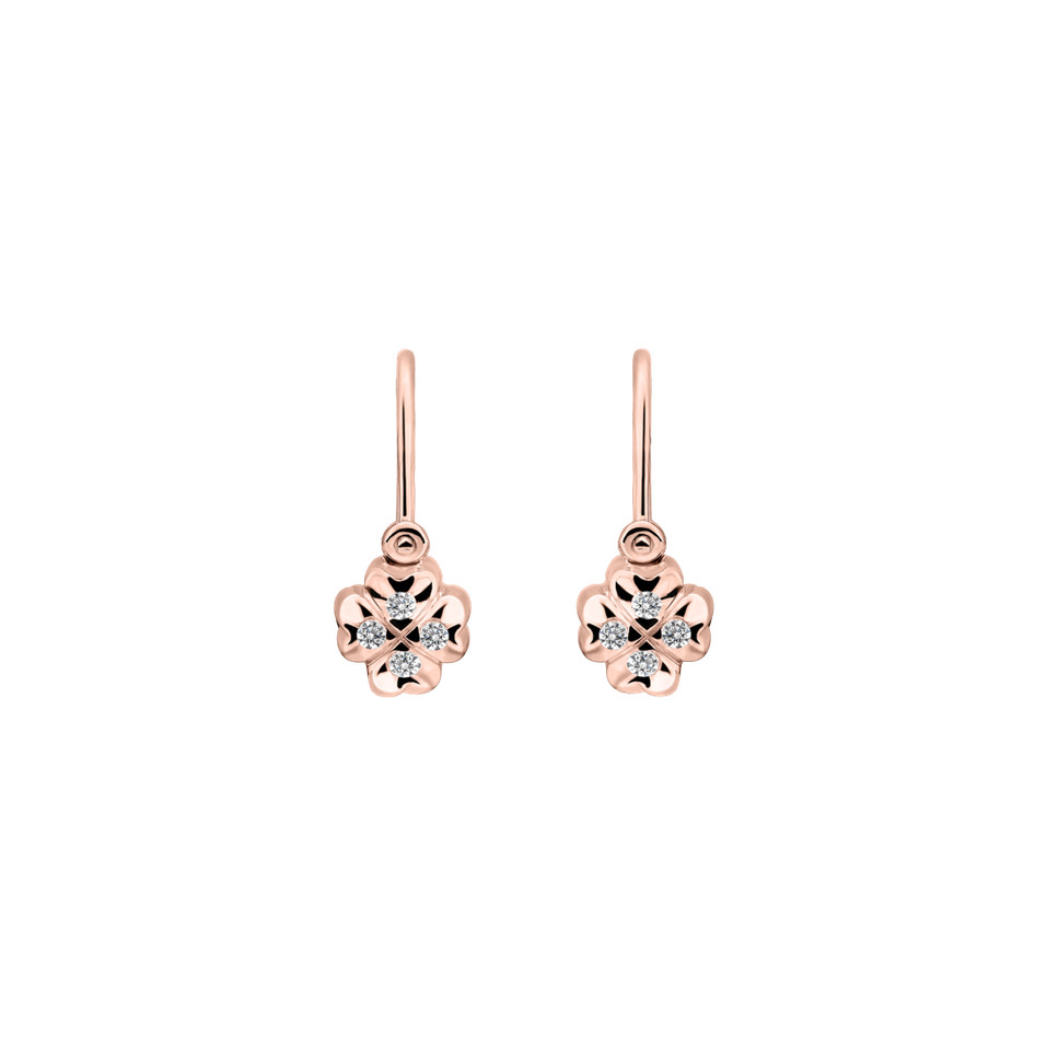 Children's diamond earrings Tiny Cloverleaf