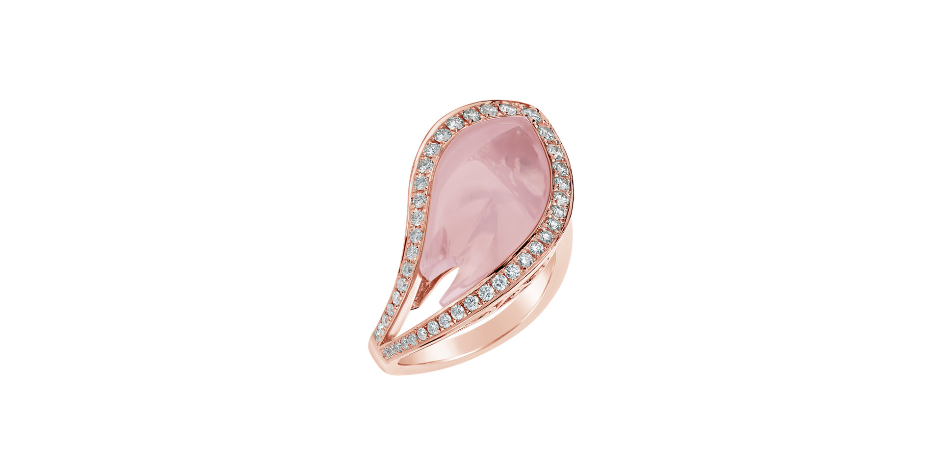 Diamond ring with Rose Quartz Miss Renaissance