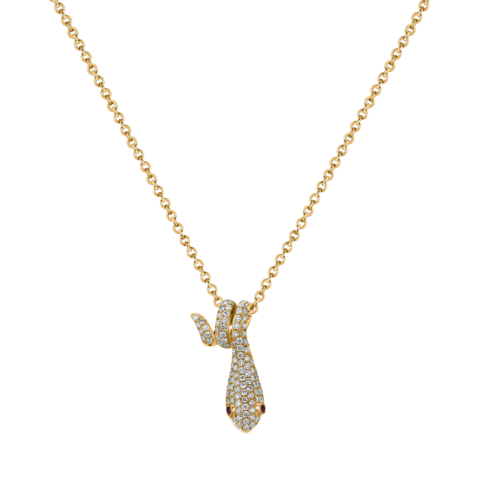 Diamond pendant with necklace and Ruby Snake Tie