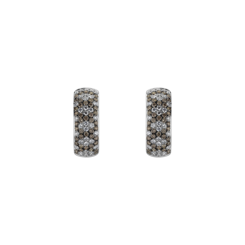 Earrings with brown and white diamonds Mystical Loops