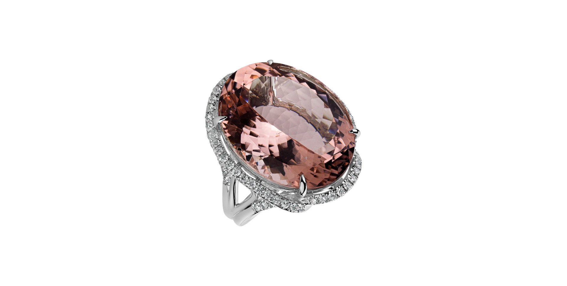 Diamond ring with Morganite Ghislaine