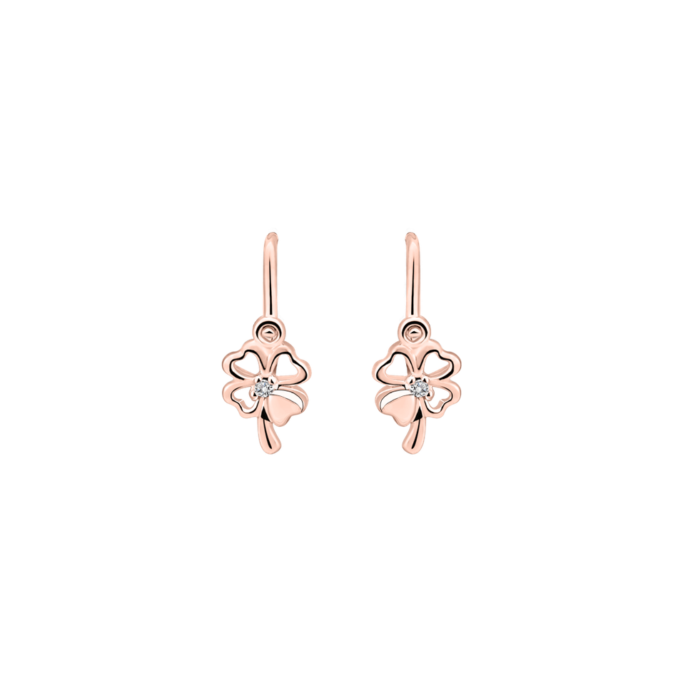 Children's diamond earrings Cloverleaf