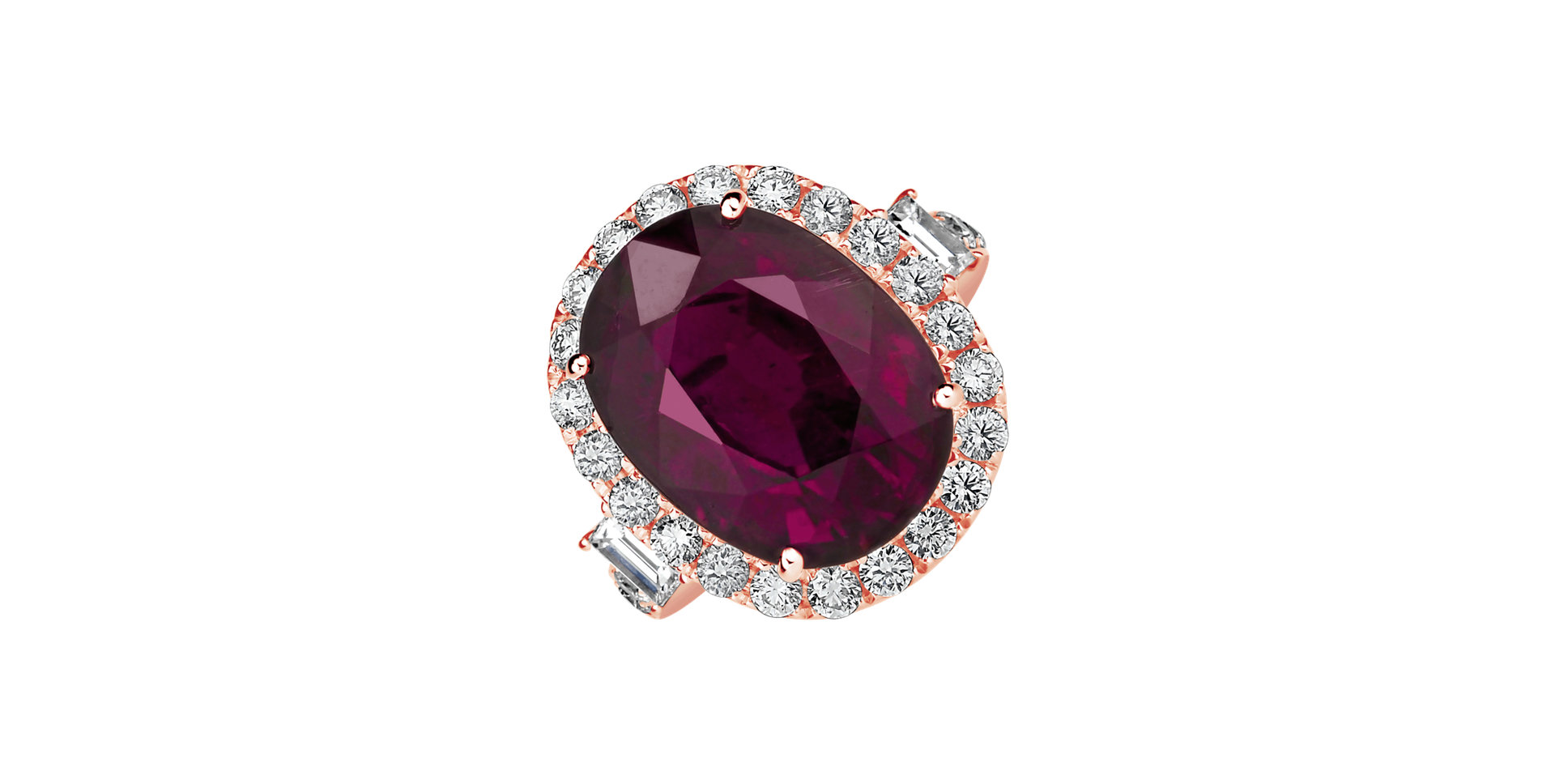 18ct rose gold diamond ring with Tourmaline Purple Venus Touch