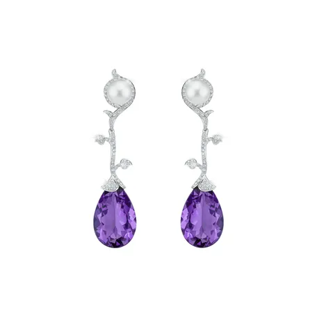 Diamond earrings with Amethyst and Pearl Nealaris