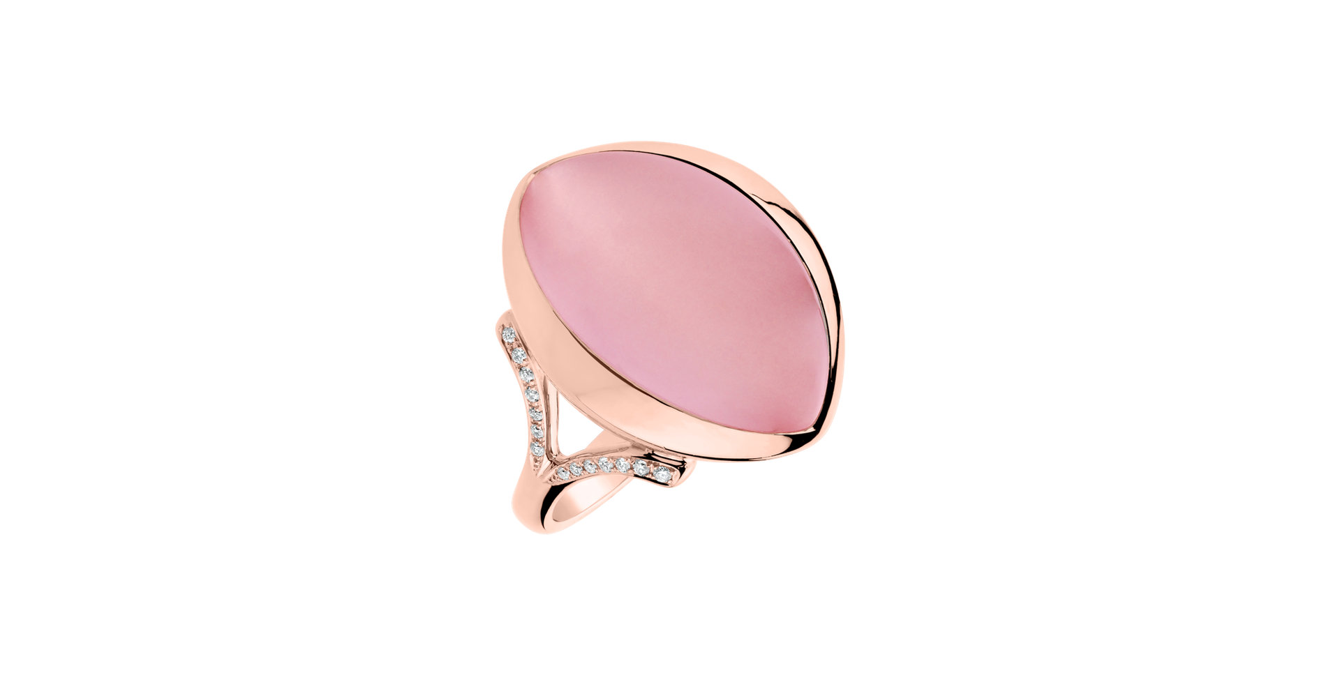 Diamond ring with Rose Quartz Ocean Signature