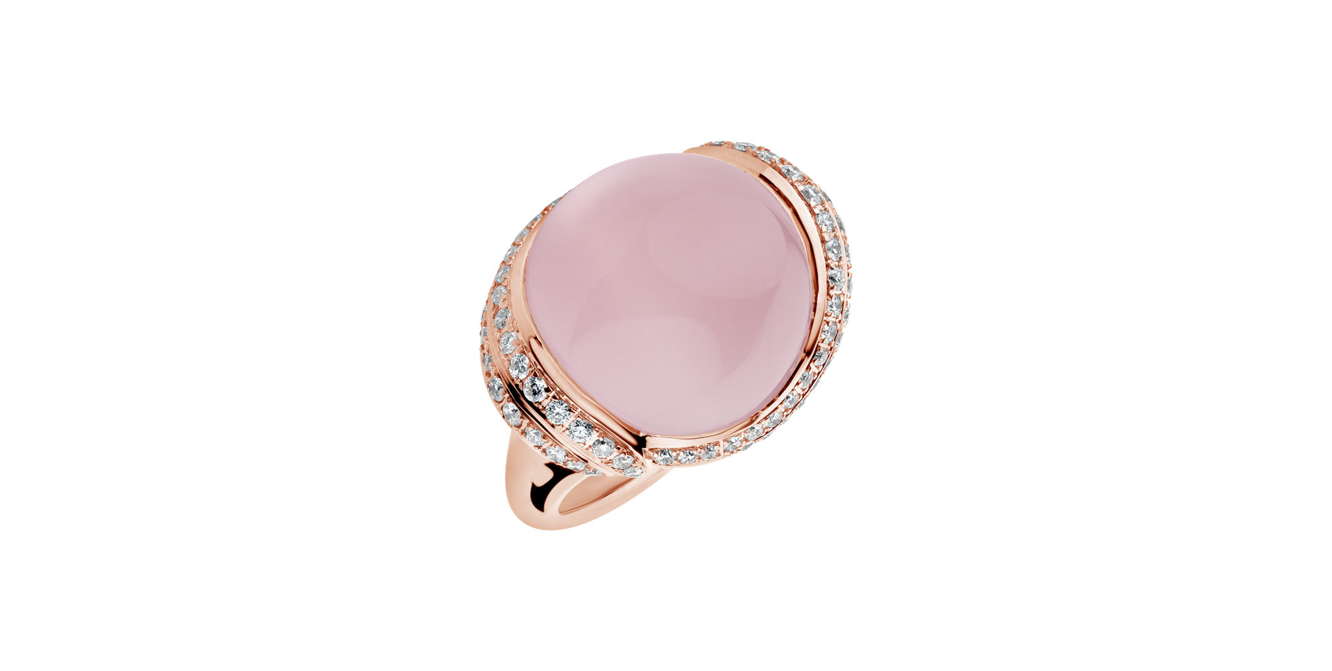 Diamond ring with Rose Quartz Venus Poetry
