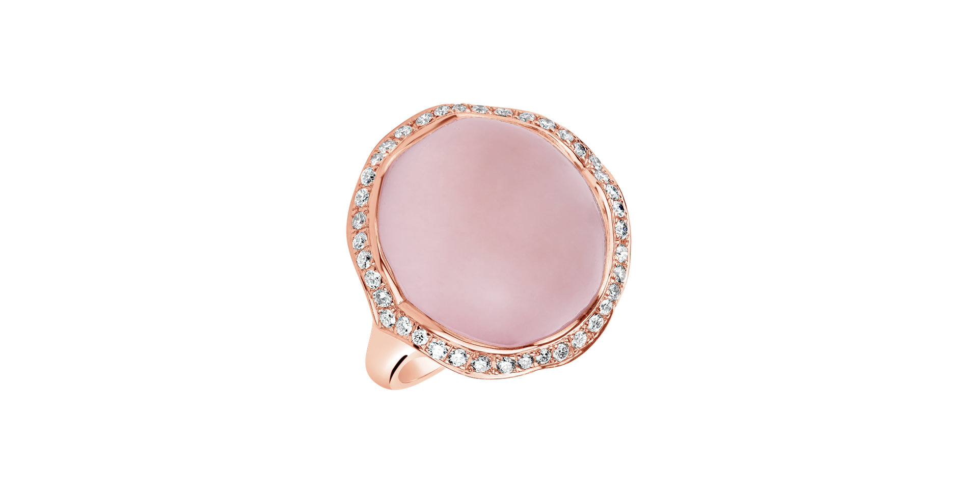 Diamond ring with Rose Quartz Dark Ocean