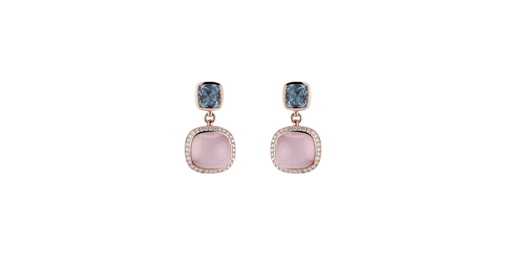 Diamond earrings, Rose Quartz and Topaz Arabic Fantasy