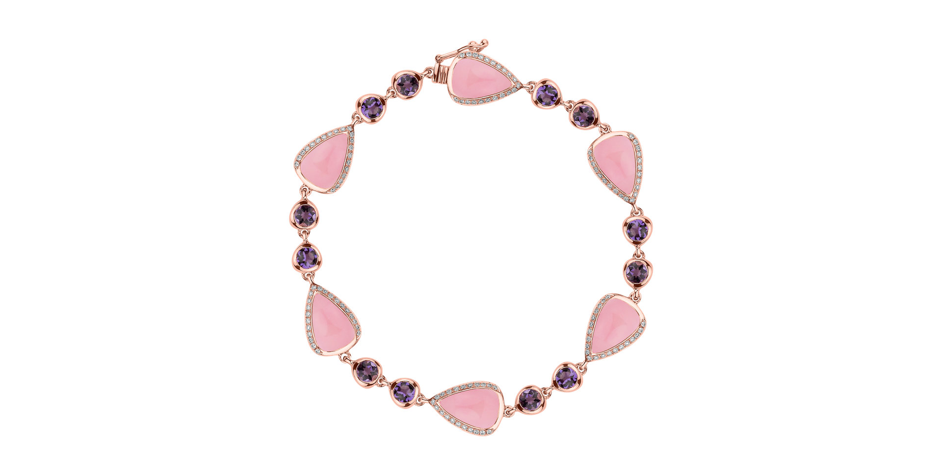 Diamond bracelet with Rose Quartz and Amethyst Dawn Poetry