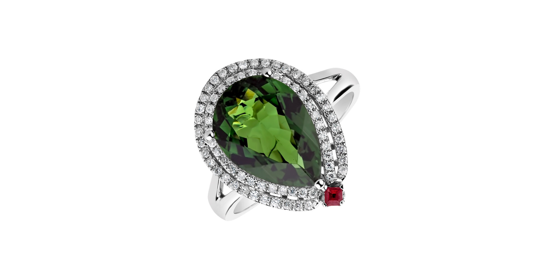 Diamond ring with Tourmalíne and Ruby Chance of Nature