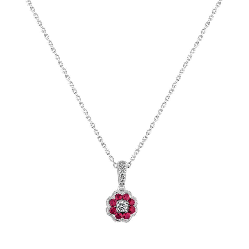 Diamond pendant with Ruby Blooming Spring