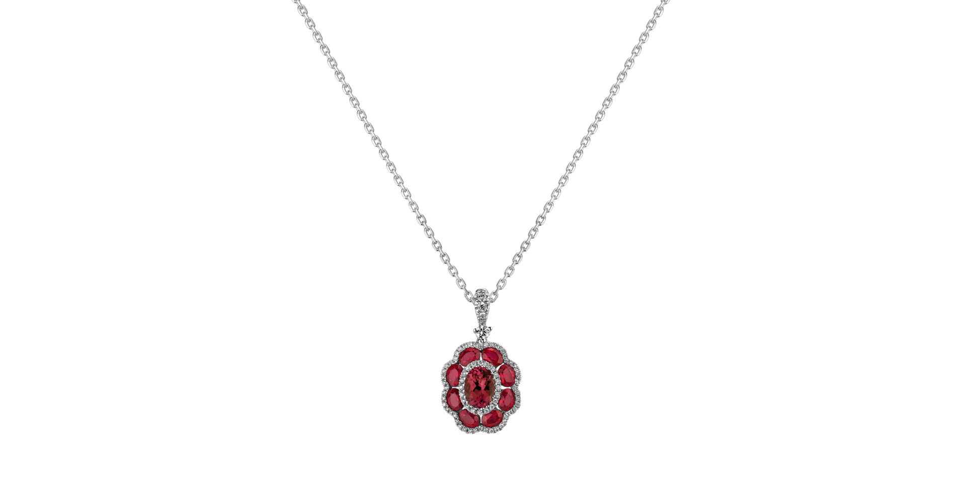 Diamond pendant with Ruby The Bloom of Carmine