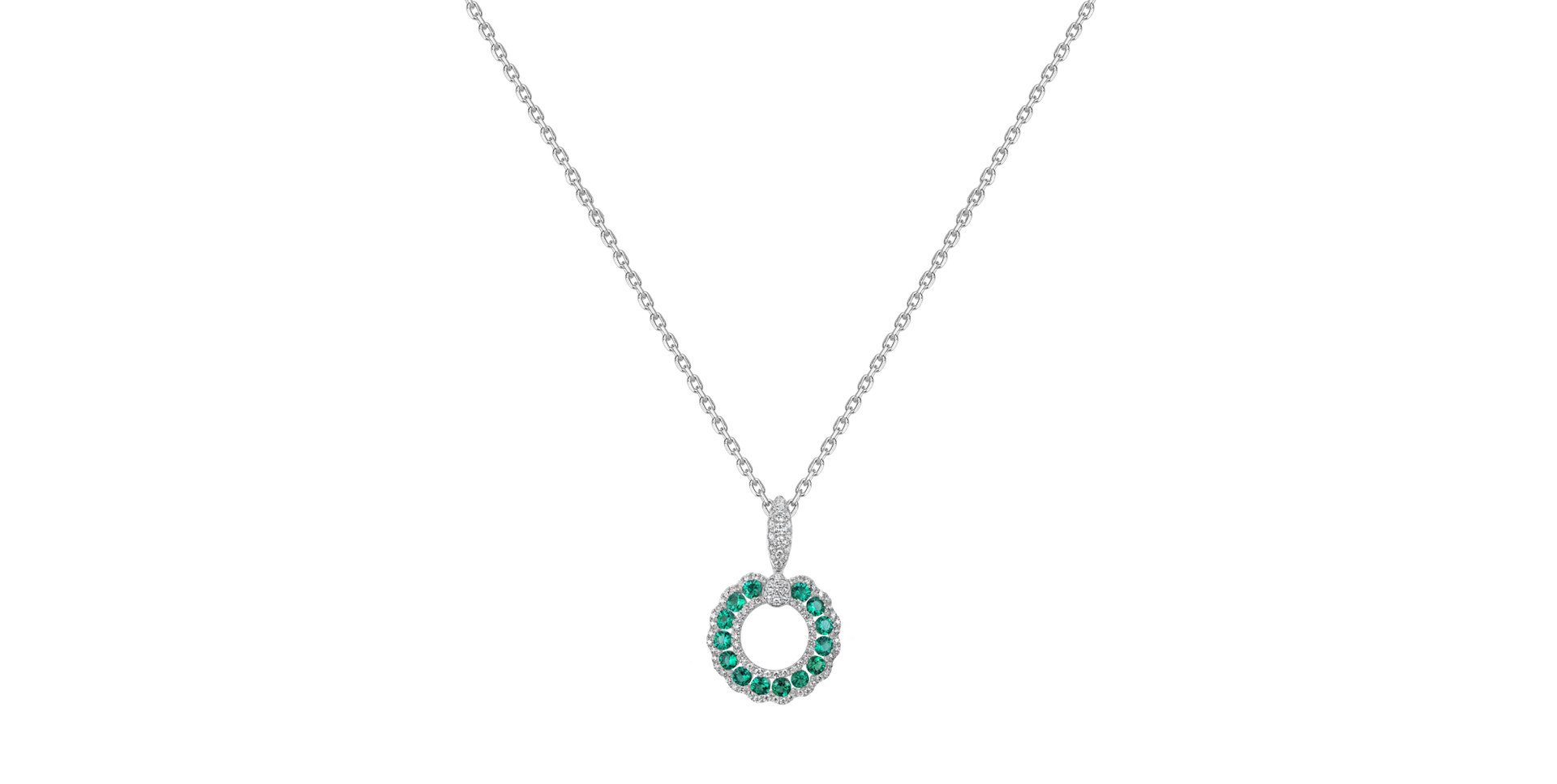 Diamond pendant with Emerald Halo of Frost