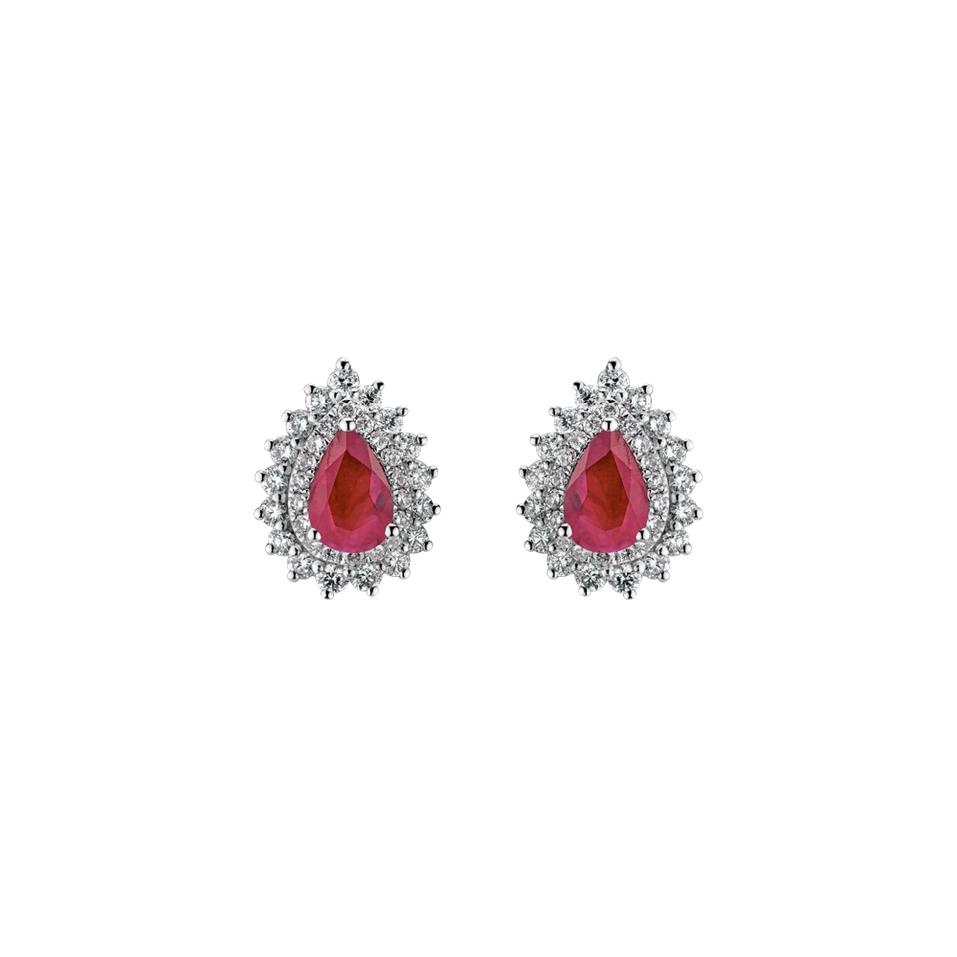 Diamond earrings with Ruby Ruby Glow