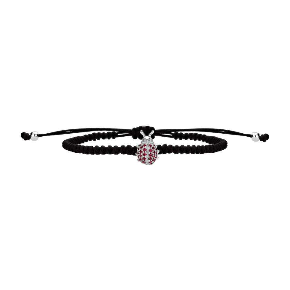 Diamond bracelet with Ruby Shamballa Beetle
