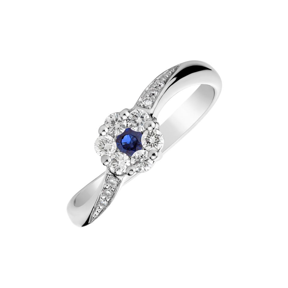 Diamond ring with Sapphire Midnight Countess