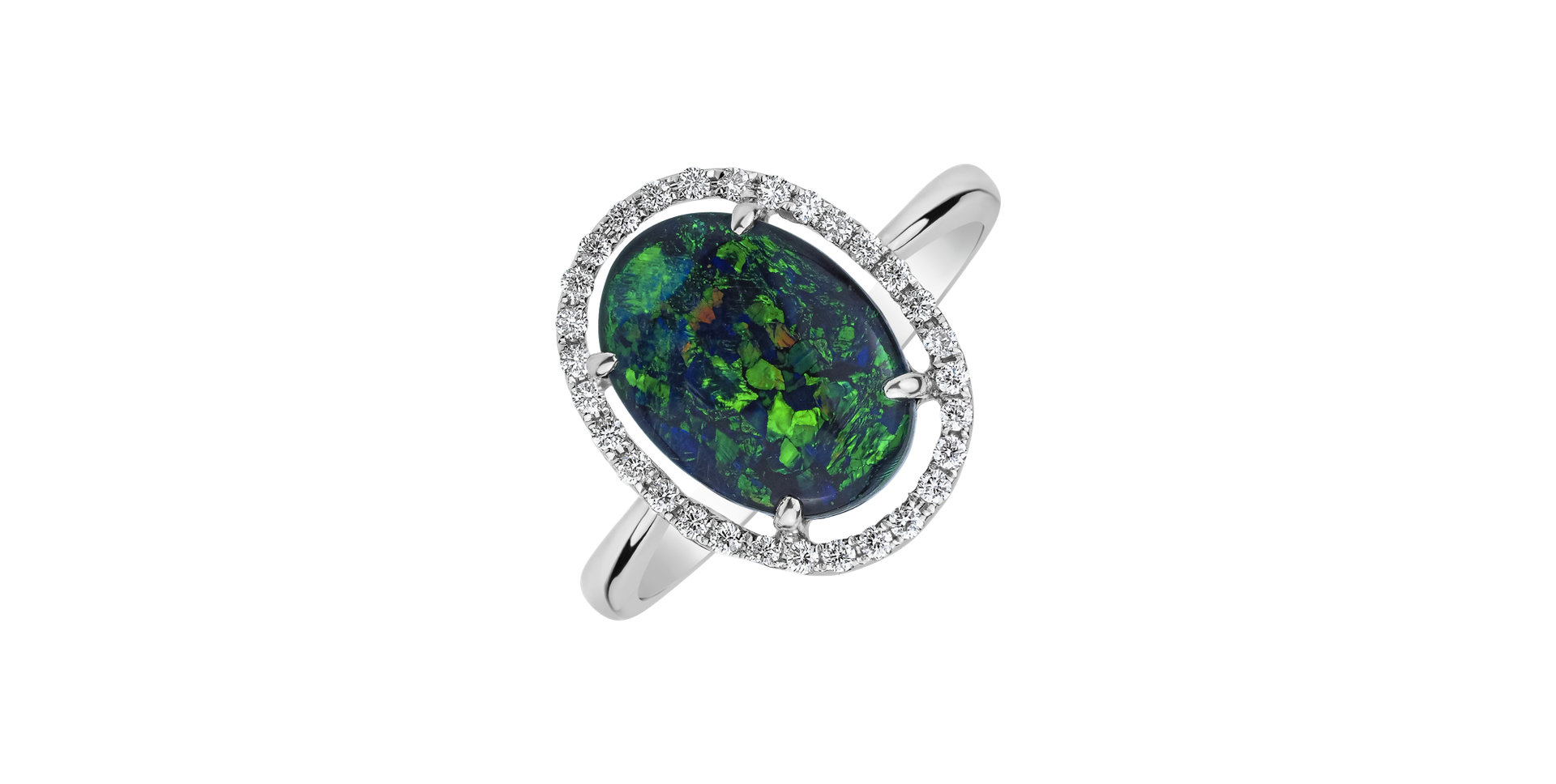 Diamond ring with Opal Firelight Reverie