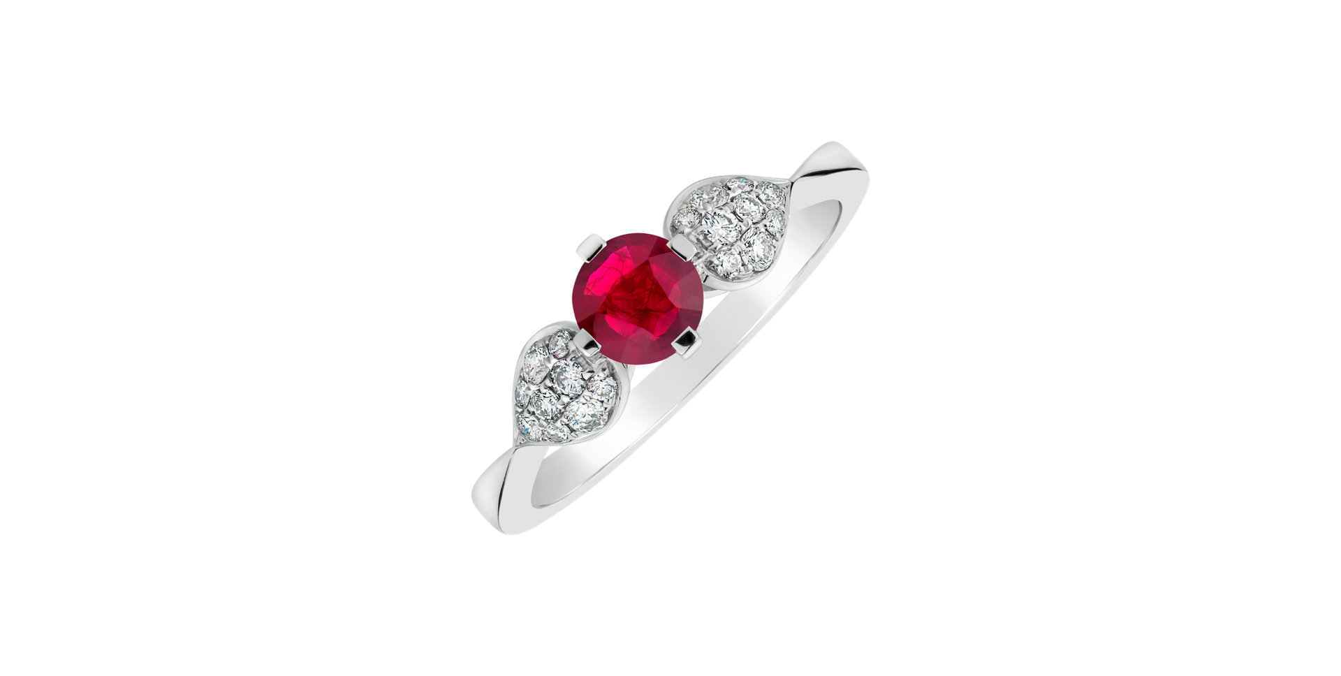 Diamond ring with Ruby Red Kiss