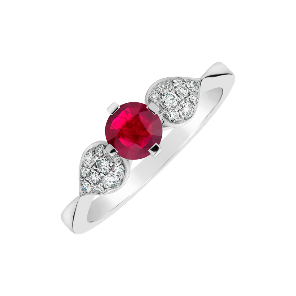 Diamond ring with Ruby Red Kiss