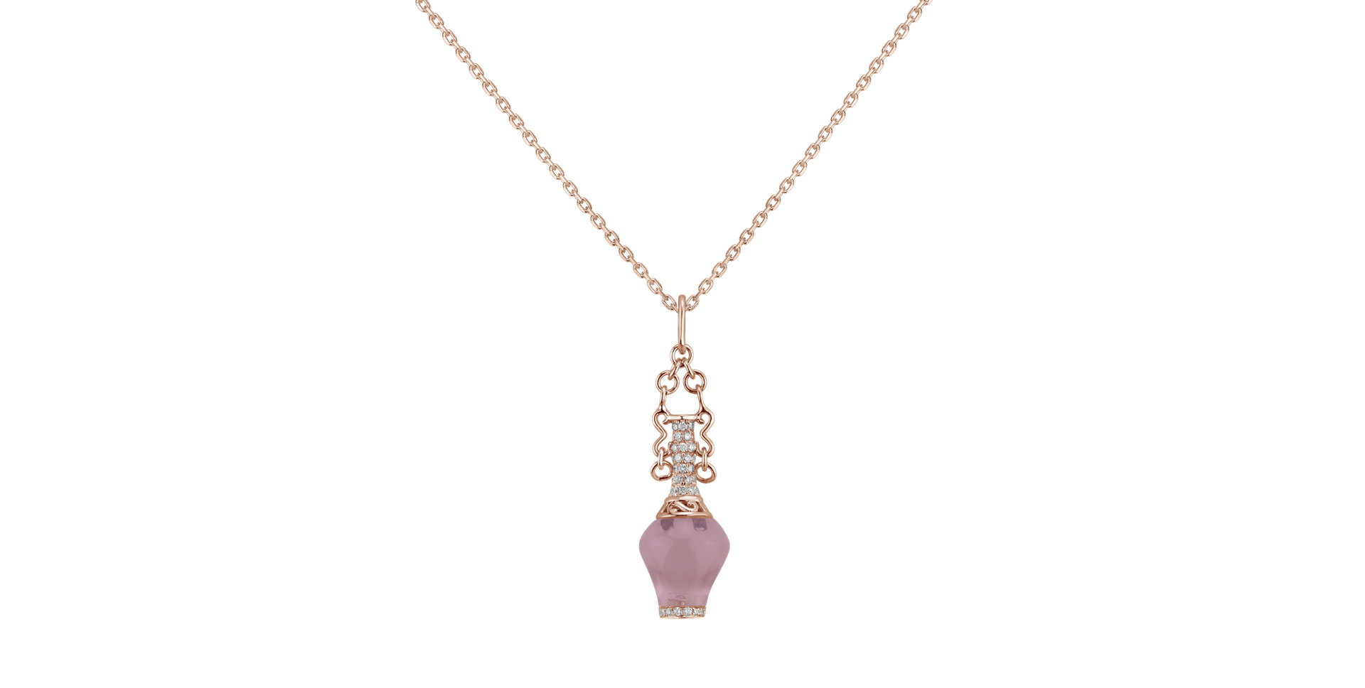 Diamond pendant with Rose Quartz Abstracted Affinity